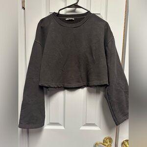 Zara Charcoal Cropped Sweatshirt
